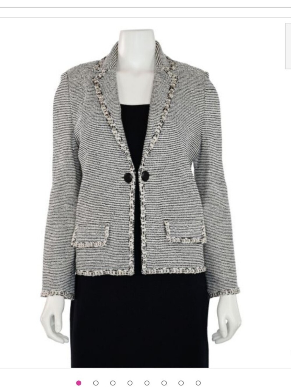 St. John Black and Khaki Micro-Stripe Knit Blazer Size 16